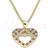 Collares con Dije 04.156.0373.1.20 Oro Laminado, Diseño de Corazón, con Granate and Blanca Micro Pave, Pulido, Tono Dorado (02 MM Thickness, 20 Inches Length)
