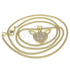 Collares con Dije 04.156.0374.20 Oro Laminado, Diseño de Corazón, con Blanca Micro Pave, Pulido, Tono Dorado (02 MM Thickness, 20 Inches Length)