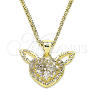 Collares con Dije 04.156.0374.20 Oro Laminado, Diseño de Corazón, con Blanca Micro Pave, Pulido, Tono Dorado (02 MM Thickness, 20 Inches Length)