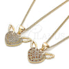 Collares con Dije 04.156.0374.20 Oro Laminado, Diseño de Corazón, con Blanca Micro Pave, Pulido, Tono Dorado (02 MM Thickness, 20 Inches Length)