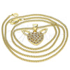 Collares con Dije 04.156.0374.1.20 Oro Laminado, Diseño de Corazón, con Granate and Blanca Micro Pave, Pulido, Tono Dorado (02 MM Thickness, 20 Inches Length)