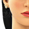 Juego de Arete y Dije de Adulto 10.156.0318.1 Oro Laminado, Diseño de Corazón, con Granate and Blanca Micro Pave, Pulido, Tono Dorado