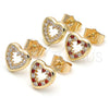 Arete Dormilona 02.156.0515 Oro Laminado, Diseño de Corazón, con Blanca Zirconia Cubica, Pulido, Tono Dorado