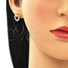 Arete Dormilona 02.156.0515.1 Oro Laminado, Diseño de Corazón, con Granate and Blanca Zirconia Cubica, Pulido, Tono Dorado