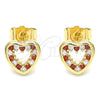 Arete Dormilona 02.156.0515.1 Oro Laminado, Diseño de Corazón, con Granate and Blanca Zirconia Cubica, Pulido, Tono Dorado