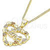 Collares con Dije 04.156.0376.1.20 Oro Laminado, Diseño de Corazón y Amor, con Granate and Blanca Micro Pave, Pulido, Tono Dorado (02 MM Thickness, 20 Inches Length)
