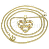 Collares con Dije 04.156.0376.1.20 Oro Laminado, Diseño de Corazón y Amor, con Granate and Blanca Micro Pave, Pulido, Tono Dorado (02 MM Thickness, 20 Inches Length)