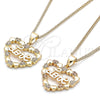 Collares con Dije 04.156.0376.1.20 Oro Laminado, Diseño de Corazón y Amor, con Granate and Blanca Micro Pave, Pulido, Tono Dorado (02 MM Thickness, 20 Inches Length)