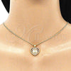 Juego de Arete y Dije de Adulto 10.156.0321.1 Oro Laminado, Diseño de Corazón, con Granate and Blanca Micro Pave, Pulido, Tono Dorado