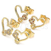 Arete Dormilona 02.156.0518 Oro Laminado, Diseño de Corazón, con Blanca Micro Pave, Pulido, Tono Dorado