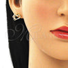 Arete Dormilona 02.156.0518.1 Oro Laminado, Diseño de Corazón, con Granate and Blanca Micro Pave, Pulido, Tono Dorado