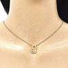 Juego de Arete y Dije de Adulto 10.156.0322.1 Oro Laminado, Diseño de Corazón, con Granate and Blanca Micro Pave, Pulido, Tono Dorado