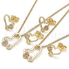 Juego de Arete y Dije de Adulto 10.156.0322.1 Oro Laminado, Diseño de Corazón, con Granate and Blanca Micro Pave, Pulido, Tono Dorado