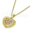 Collares con Dije 04.156.0378.1.20 Oro Laminado, Diseño de Corazón, con Granate and Blanca Micro Pave, Pulido, Tono Dorado (02 MM Thickness, 20 Inches Length)