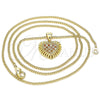 Collares con Dije 04.156.0378.1.20 Oro Laminado, Diseño de Corazón, con Granate and Blanca Micro Pave, Pulido, Tono Dorado (02 MM Thickness, 20 Inches Length)
