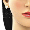 Juego de Arete y Dije de Adulto 10.156.0323 Oro Laminado, Diseño de Corazón, con Blanca Zirconia Cubica, Pulido, Tono Dorado