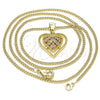 Collares con Dije 04.156.0379.1.20 Oro Laminado, Diseño de Corazón, con Granate and Blanca Micro Pave, Pulido, Tono Dorado (02 MM Thickness, 20 Inches Length)
