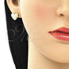 Arete Dormilona 02.156.0521 Oro Laminado, Diseño de Corazón, con Blanca Micro Pave, Pulido, Tono Dorado