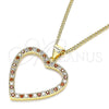 Collares con Dije 04.156.0380.1.20 Oro Laminado, Diseño de Corazón, con Granate and Blanca Micro Pave, Pulido, Tono Dorado (02 MM Thickness, 20 Inches Length)