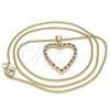 Collares con Dije 04.156.0380.1.20 Oro Laminado, Diseño de Corazón, con Granate and Blanca Micro Pave, Pulido, Tono Dorado (02 MM Thickness, 20 Inches Length)