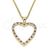 Collares con Dije 04.156.0380.1.20 Oro Laminado, Diseño de Corazón, con Granate and Blanca Micro Pave, Pulido, Tono Dorado (02 MM Thickness, 20 Inches Length)