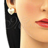 Arete Dormilona 02.156.0524.1 Oro Laminado, Diseño de Corazón, con Granate and Blanca Micro Pave, Pulido, Tono Dorado