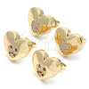 Arete Dormilona 02.156.0524.1 Oro Laminado, Diseño de Corazón, con Granate and Blanca Micro Pave, Pulido, Tono Dorado