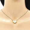 Collares con Dije 04.156.0382.20 Oro Laminado, Diseño de Corazón, con Blanca Micro Pave, Pulido, Tono Dorado (02 MM Thickness, 20 Inches Length)