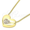 Collares con Dije 04.156.0382.20 Oro Laminado, Diseño de Corazón, con Blanca Micro Pave, Pulido, Tono Dorado (02 MM Thickness, 20 Inches Length)
