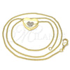 Collares con Dije 04.156.0382.20 Oro Laminado, Diseño de Corazón, con Blanca Micro Pave, Pulido, Tono Dorado (02 MM Thickness, 20 Inches Length)