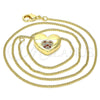 Collares con Dije 04.156.0382.1.20 Oro Laminado, Diseño de Corazón, con Granate and Blanca Micro Pave, Pulido, Tono Dorado (02 MM Thickness, 20 Inches Length)