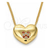 Collares con Dije 04.156.0382.1.20 Oro Laminado, Diseño de Corazón, con Micro Pave Granate y Blanca, Pulido, Tono Dorado (Grosor 02 MM, 20 Pulgadas de Largo)