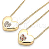 Collares con Dije 04.156.0382.1.20 Oro Laminado, Diseño de Corazón, con Granate and Blanca Micro Pave, Pulido, Tono Dorado (02 MM Thickness, 20 Inches Length)