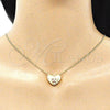 Juego de Arete y Dije de Adulto 10.156.0329.1 Oro Laminado, Diseño de Corazón, con Granate and Blanca Micro Pave, Pulido, Tono Dorado