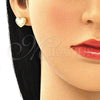Arete Dormilona 02.156.0525 Oro Laminado, Diseño de Corazón, con Blanca Micro Pave, Pulido, Tono Dorado