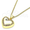 Collares con Dije 04.156.0383.1.20 Oro Laminado, Diseño de Corazón, con Granate and Blanca Micro Pave, Pulido, Tono Dorado (02 MM Thickness, 20 Inches Length)