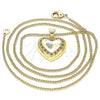 Collares con Dije 04.156.0383.1.20 Oro Laminado, Diseño de Corazón, con Granate and Blanca Micro Pave, Pulido, Tono Dorado (02 MM Thickness, 20 Inches Length)