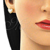 Juego de Arete y Dije de Adulto 10.156.0330.1 Oro Laminado, Diseño de Corazón, con Granate and Blanca Micro Pave, Pulido, Tono Dorado