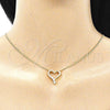 Collares con Dije 04.156.0384.20 Oro Laminado, Diseño de Corazón, con Blanca Zirconia Cubica, Pulido, Tono Dorado (02 MM Thickness, 20 Inches Length)
