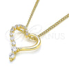 Collares con Dije 04.156.0384.20 Oro Laminado, Diseño de Corazón, con Blanca Zirconia Cubica, Pulido, Tono Dorado (02 MM Thickness, 20 Inches Length)