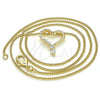 Collares con Dije 04.156.0384.20 Oro Laminado, Diseño de Corazón, con Blanca Zirconia Cubica, Pulido, Tono Dorado (02 MM Thickness, 20 Inches Length)