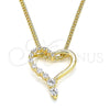 Collares con Dije 04.156.0384.20 Oro Laminado, Diseño de Corazón, con Blanca Zirconia Cubica, Pulido, Tono Dorado (02 MM Thickness, 20 Inches Length)