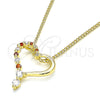 Collares con Dije 04.156.0384.1.20 Oro Laminado, Diseño de Corazón, con Granate and Blanca Zirconia Cubica, Pulido, Tono Dorado (02 MM Thickness, 20 Inches Length)