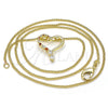 Collares con Dije 04.156.0384.1.20 Oro Laminado, Diseño de Corazón, con Granate and Blanca Zirconia Cubica, Pulido, Tono Dorado (02 MM Thickness, 20 Inches Length)