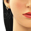 Juego de Arete y Dije de Adulto 10.156.0331.1 Oro Laminado, Diseño de Corazón, con Granate and Blanca Zirconia Cubica, Pulido, Tono Dorado