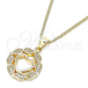 Collares con Dije 04.156.0385.20 Oro Laminado, Diseño de Corazón, con Blanca Micro Pave, Pulido, Tono Dorado (02 MM Thickness, 20 Inches Length)