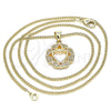 Collares con Dije 04.156.0385.20 Oro Laminado, Diseño de Corazón, con Blanca Micro Pave, Pulido, Tono Dorado (02 MM Thickness, 20 Inches Length)