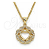 Collares con Dije 04.156.0385.20 Oro Laminado, Diseño de Corazón, con Blanca Micro Pave, Pulido, Tono Dorado (02 MM Thickness, 20 Inches Length)