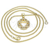 Collares con Dije 04.156.0385.1.20 Oro Laminado, Diseño de Corazón, con Granate and Blanca Micro Pave, Pulido, Tono Dorado (02 MM Thickness, 20 Inches Length)