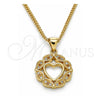 Collares con Dije 04.156.0385.1.20 Oro Laminado, Diseño de Corazón, con Granate and Blanca Micro Pave, Pulido, Tono Dorado (02 MM Thickness, 20 Inches Length)